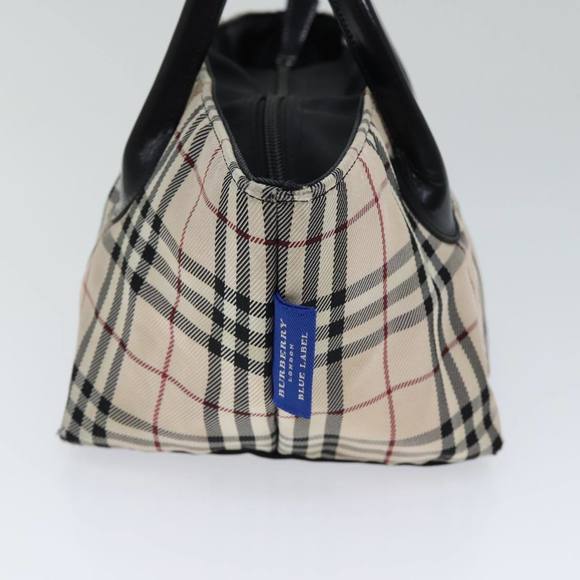 BURBERRY Nova Check Blue Label Hand Bag Nylon Beige Auth kk225 - Picture 4 of 16